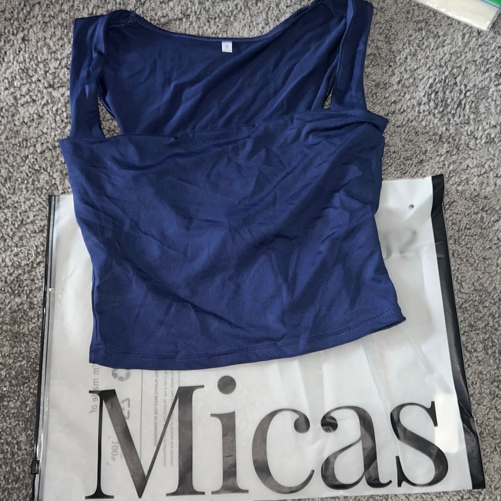 Navy Blue Straight Cut Tank Top